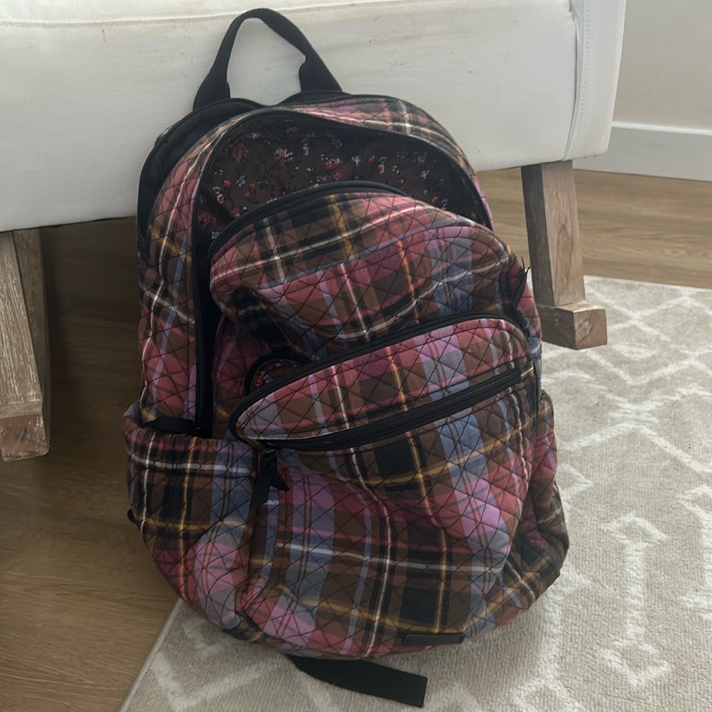 Vera Bradley Plaid and Floral Backpack